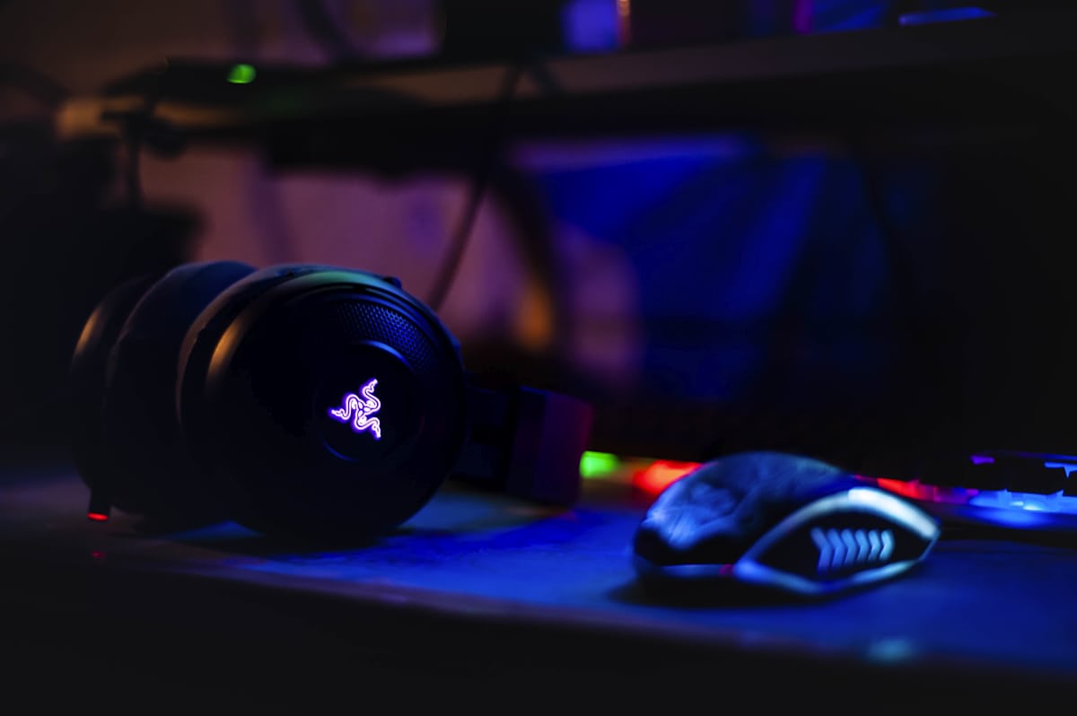 Neon-lit gaming keyboard close-up