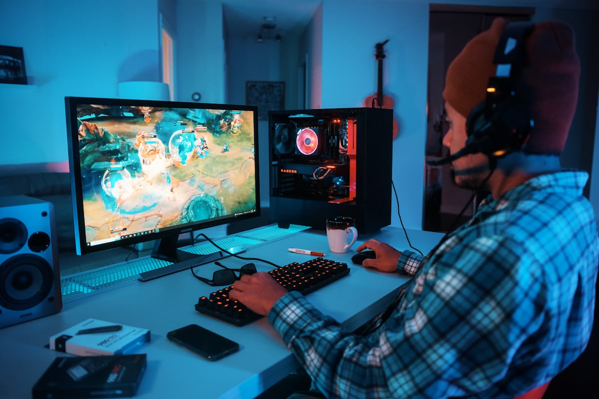 Gaming mouse on a mouse pad