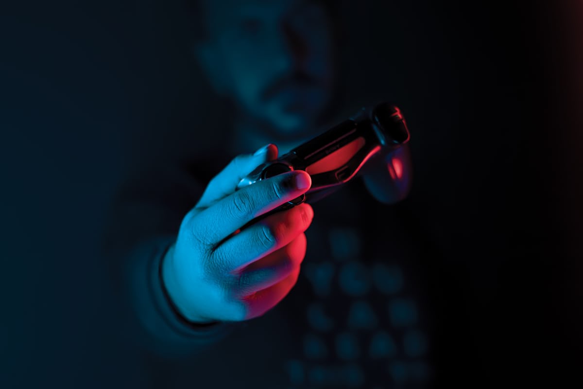 Gaming room with ambient LED lighting